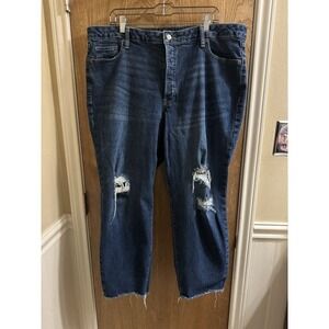 Old Navy Jeans High Rise OG Straight Women Size 22 Denim Blue Button Fly Holes